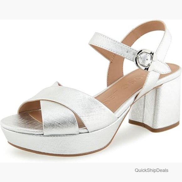 Tan Faux Leather Platform High Heels - All Shoes | Red Dress Faux Leather Heeled Sandals with Platform and Ankle Strap